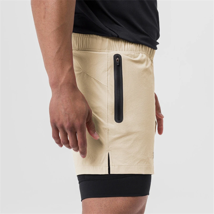 NEW 2 IN 1 Sport Running Casual Breathable Shorts Men Double-deck Jogging Quick Dry GYM Shorts Fitness Workout Men Shorts