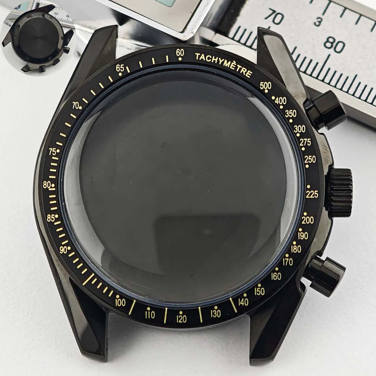 Men's 39.7mm Stainless Steel Watch Case with Moon Back Cover