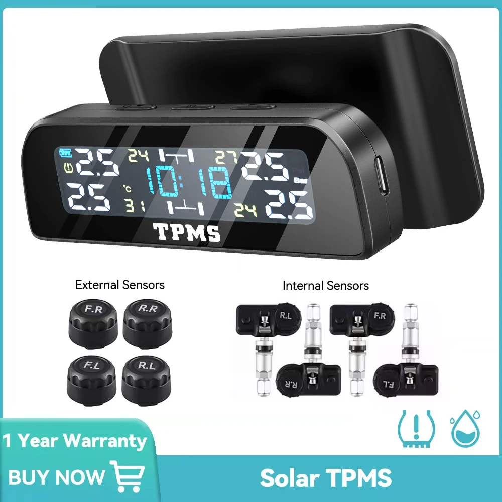 태양열 TPMS 센서 자동차 타이어 압력 모니터링 시스템 4 륜 TMPS 용 타이어 압력 외부 센서