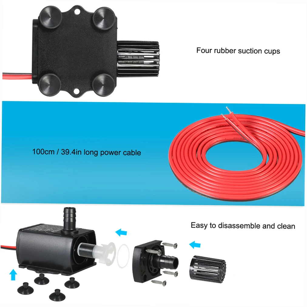 Ultra-quiet Mini Brushless Water Pump 12V 5W Waterproof Anti-vibration Submersible Fountain Aquarium Circulating