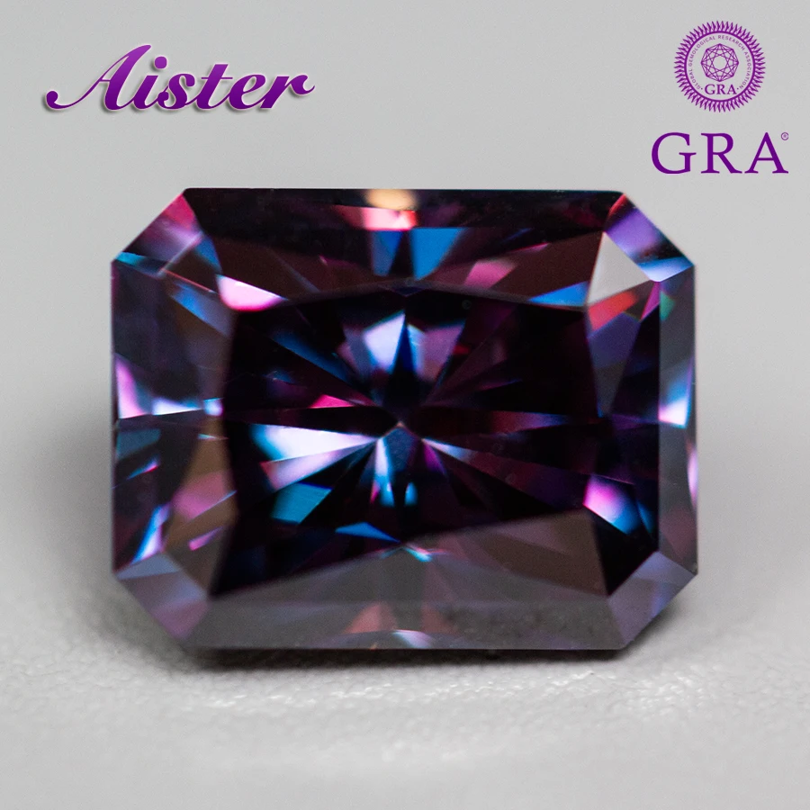New Royal Purple Moissanite Stone Taglio Radiante Vvs1 Lab Diamond Gemstone Superato Diamond Test Con Rapporto Gra