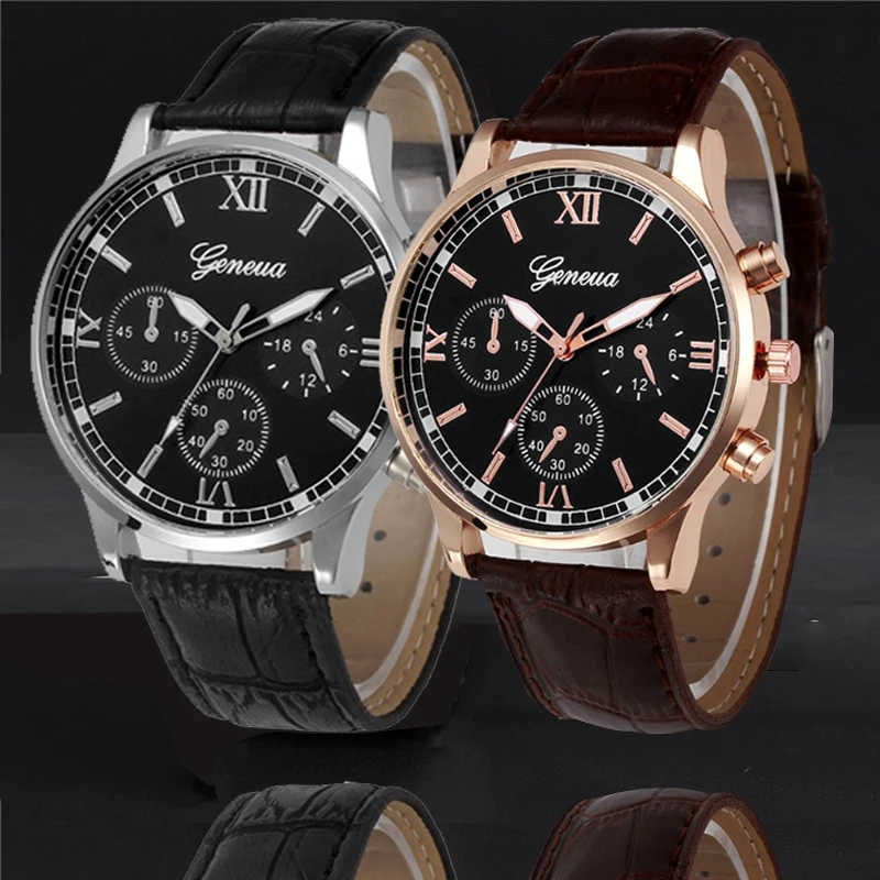 

Casual Men Watch Vintage Business Leather Wristband Luxury Man Quartz Wristwatch Top Brand Three Eyes Bracelet Relogio Masculino