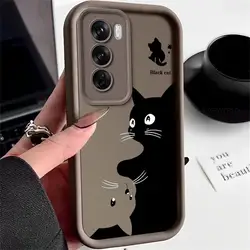 Charming Painted Cat Matte Soft Silicone Shockproof Phone Case for Reno12 Pro 5G (Coffee)