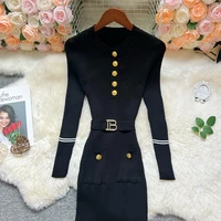 YuooMuoo Europe Fashion Wrap Hips Bandage Knitted Dress Autumn Winter Women Slim Waist Long Bodycon Sweater Dress Party Vestidos - Image 5