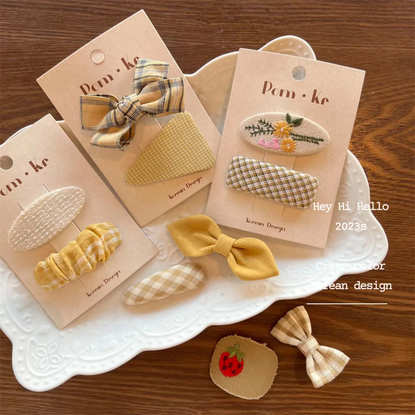 2pcs/set Baby Kids Plaid Hair Clips Korean Simple Bow Floral Hairpin for Toddler Girls Cartoon Bang Side Clips Hair Accessories