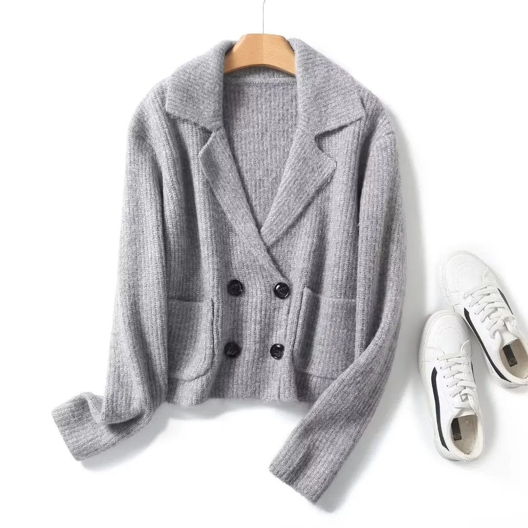 

Women 2023 Autumn New Fashion Casual Pocket Knitted Cardigan Retro Long Sleeve Chic V-Neck Button Sweater Coat Mujer