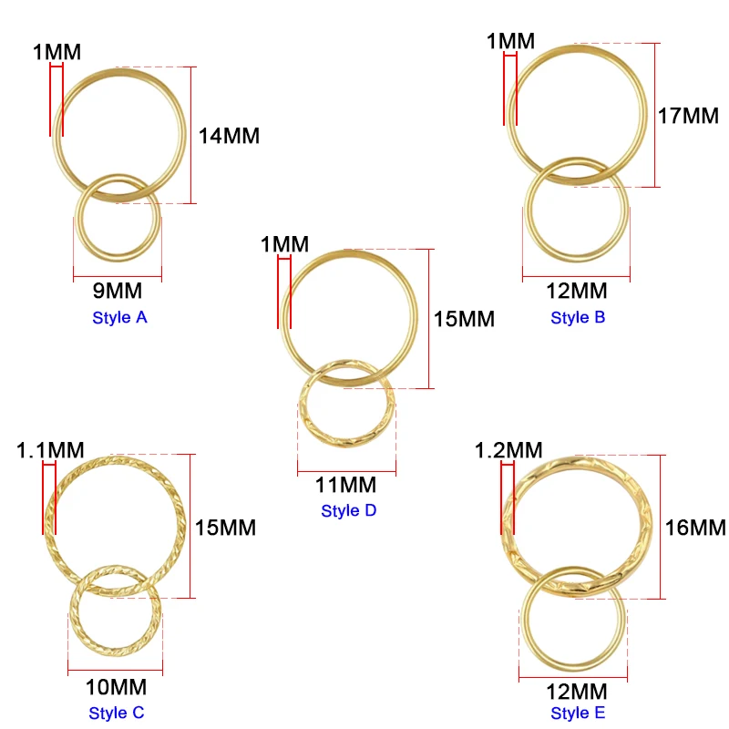 Real 14K Gold Filled Interlocking Rings for DIY Making Jewelry Closed Solder Rings Findings Tarnish Resistant Jewelry Findings