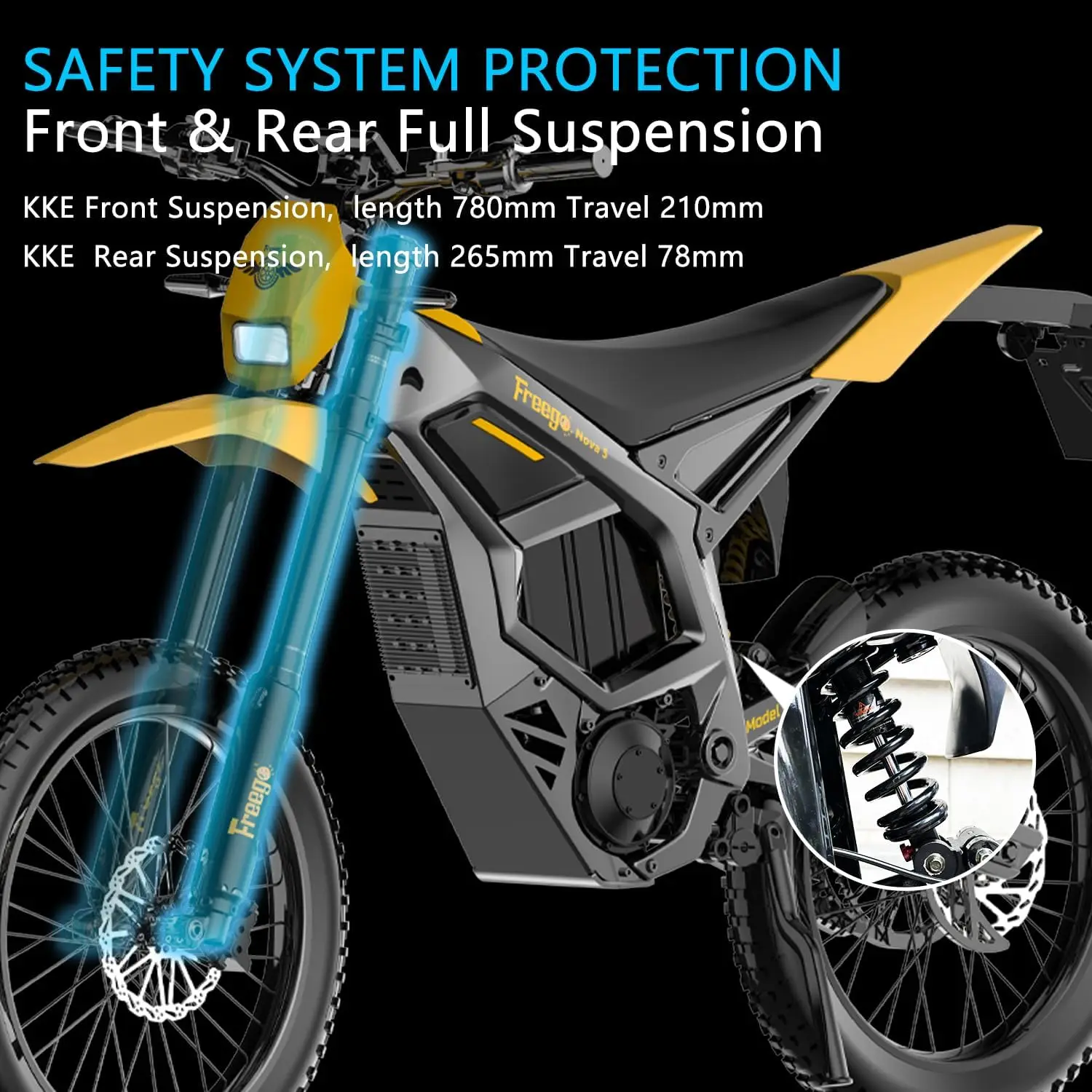 Freego Nova 5 Electric Dirt Bike Mid-Drive Motor 8000W 53MPH Electric Motorcycle Bike for Adults Hydraulic Brakes Off-Road Bike