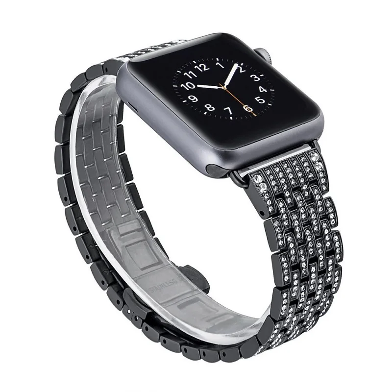 Luxury Diamond Metal Strap For Apple Watch Ultra 49mm 8 7 41/45mm For iWatch Series 6 5 432 44 40mm 42 38mm Stainless Steel Band