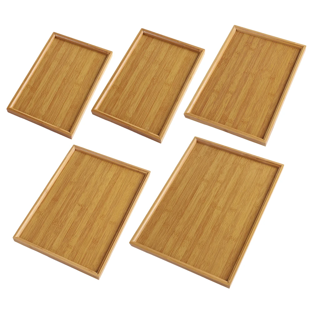 Bamboo Wooden Rectangular Serving Tray for Kitchen