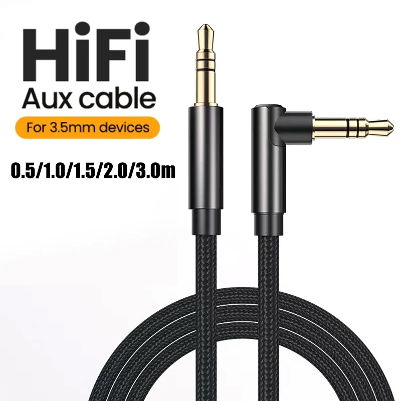 Elbow Male to Straight Male 3.5mm Audio Cable