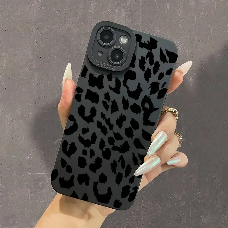 Vintage Leopard Print Phone Case For iPhone 14 13 12 11 15 Pro Max Case For iPhone 12 13 Mini XR X XS 7 8 Plus Soft Matte Cover