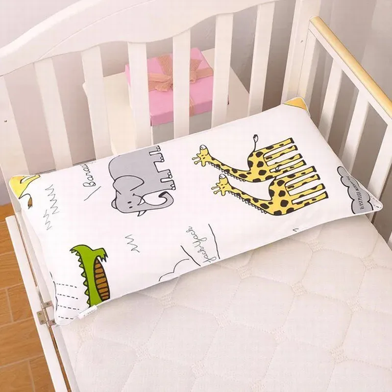 Cotton Children's Bed Pillow Dust Cover Four Seasons Baby Pillowcase 62x32CM Cartoon Side Zipper Boys Girls Pillowcase