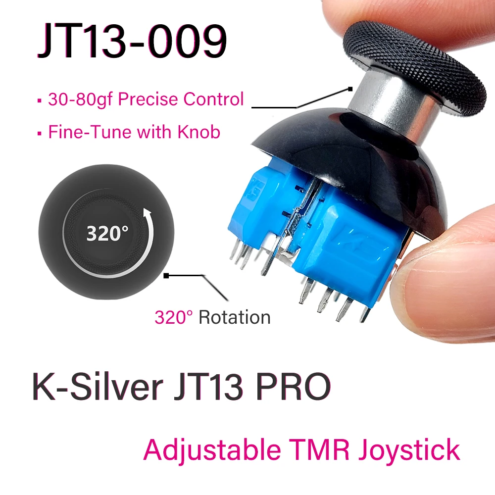 Joystick K-Silver JT13 Pro JT13-009 com Tensão Ajustável e Anti-Drift para Controles PS4, PS5, Switch Pro, Xbox - Peça de Reposição