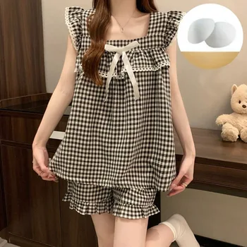 بيجامة صيفية للنساء بيجامة طقم بيجامات نسائي طقم بيجاما ملابس نوم بنطلون امرأة شورت صالة النوم الملابس الداخلية 4