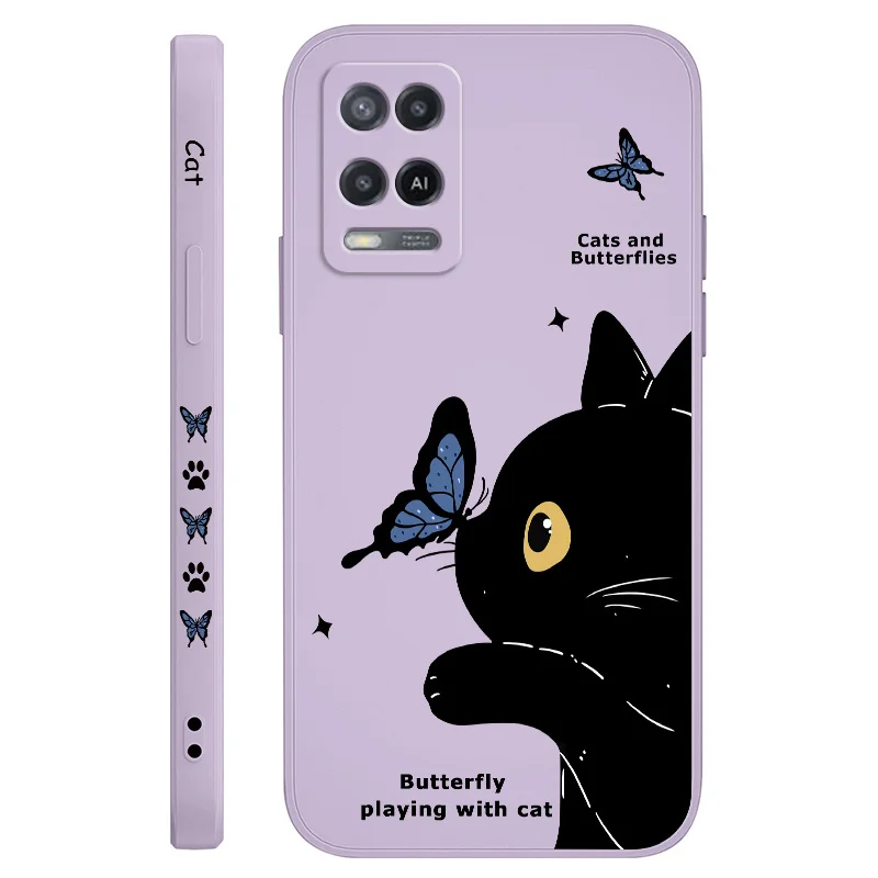 Elegant Cat & Butterfly Design Phone Case - Artistic Protective Cover