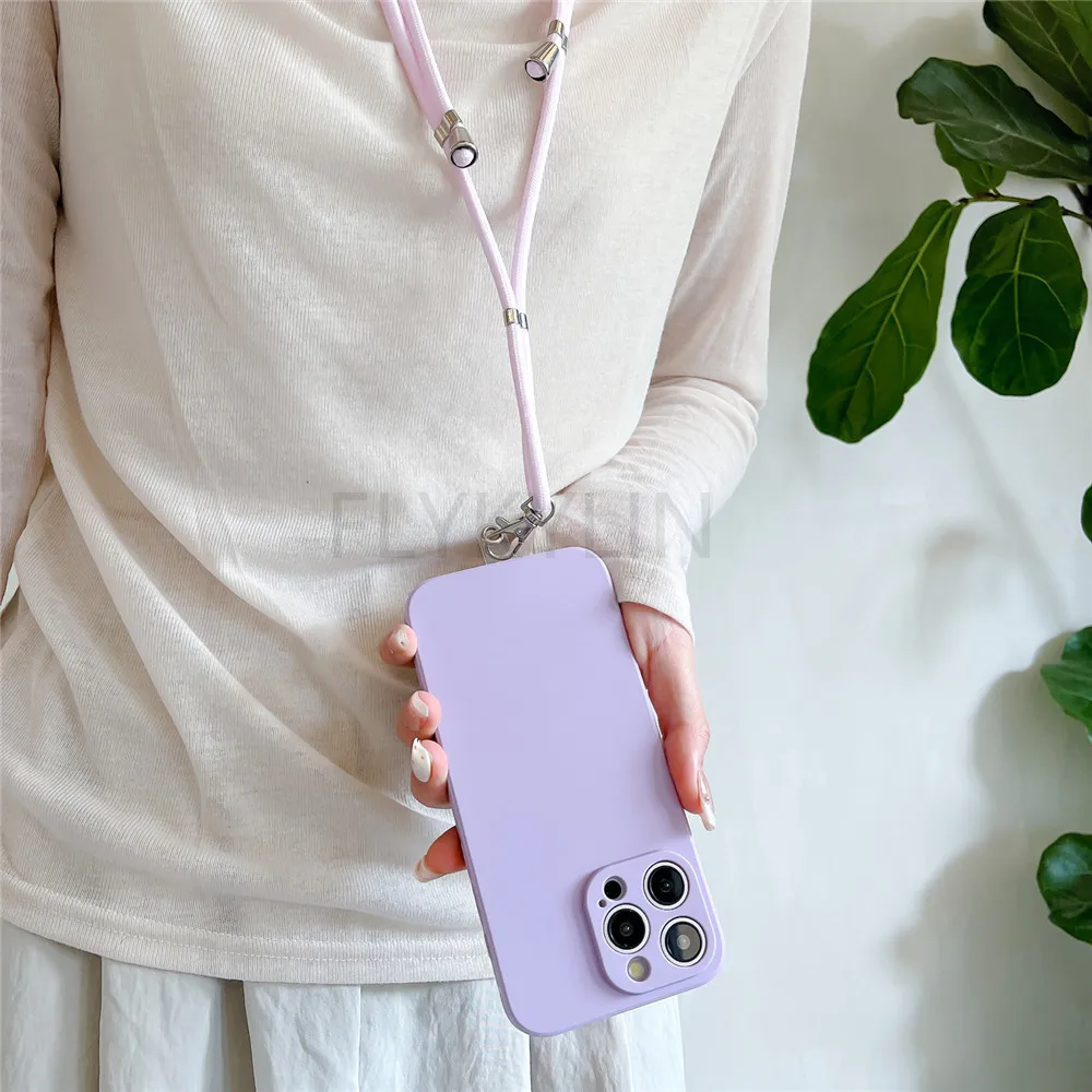 Versatile Silicone Crossbody Phone Case with Necklace Strap