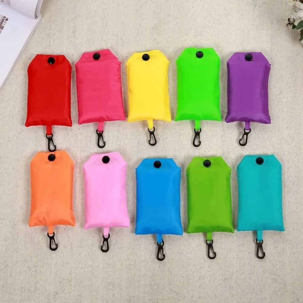 

Portable Reusable Shopping Bag Oxford Washed Solid Color Grocery Purse Foldable Waterproof ripstop Shoulder Handbag