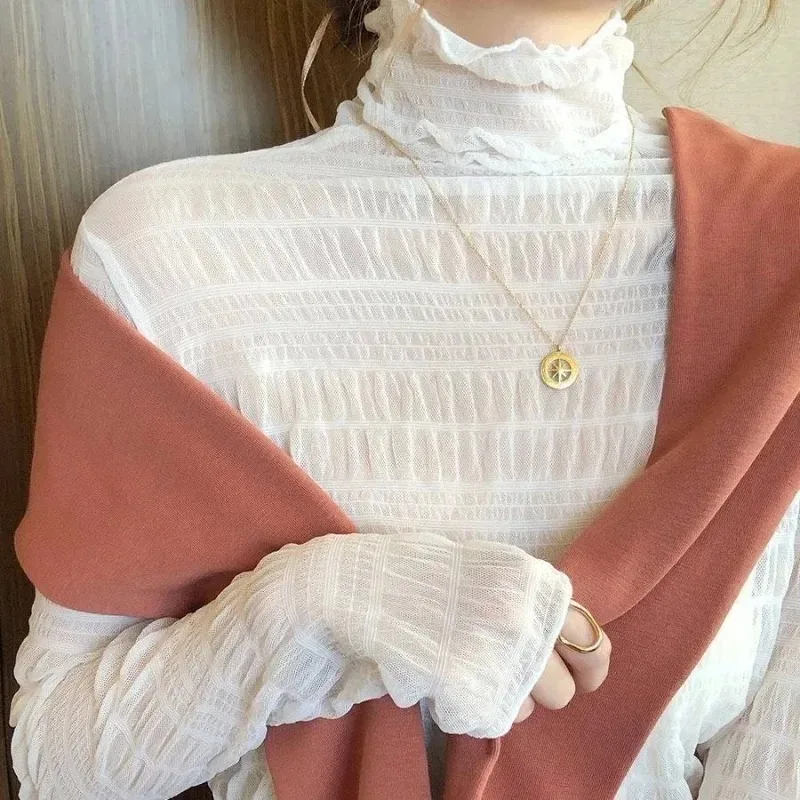 New Women Floral Lace Shirt Spring Autumn Long Sleeve Sexy