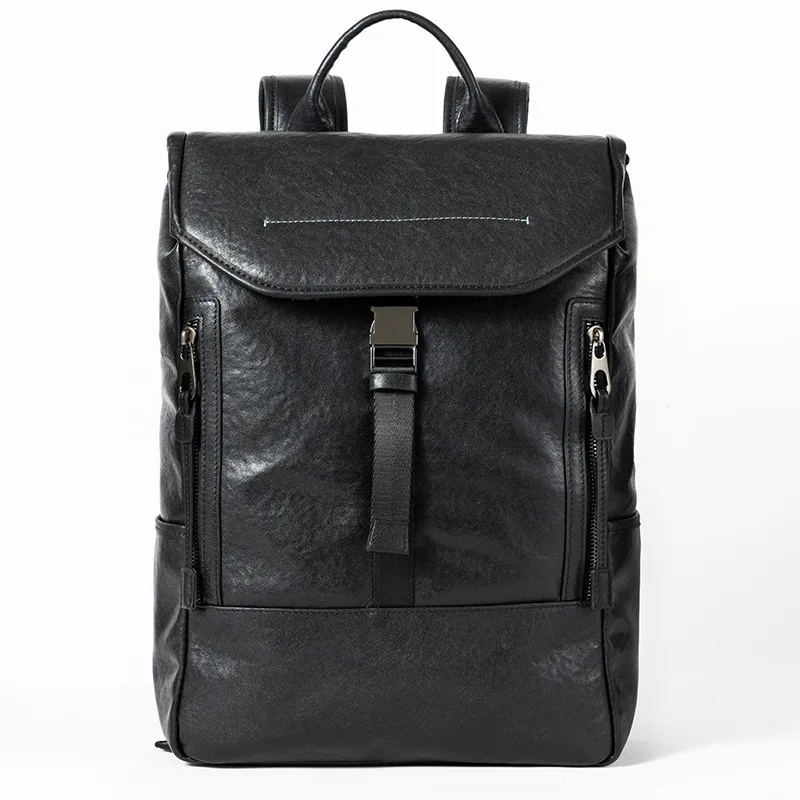High Capacity Feature Backpack Businessmen 15.6 Laptop School Bag Casual Travel Mens Genuine Leather Travel Bags For Men Mochila