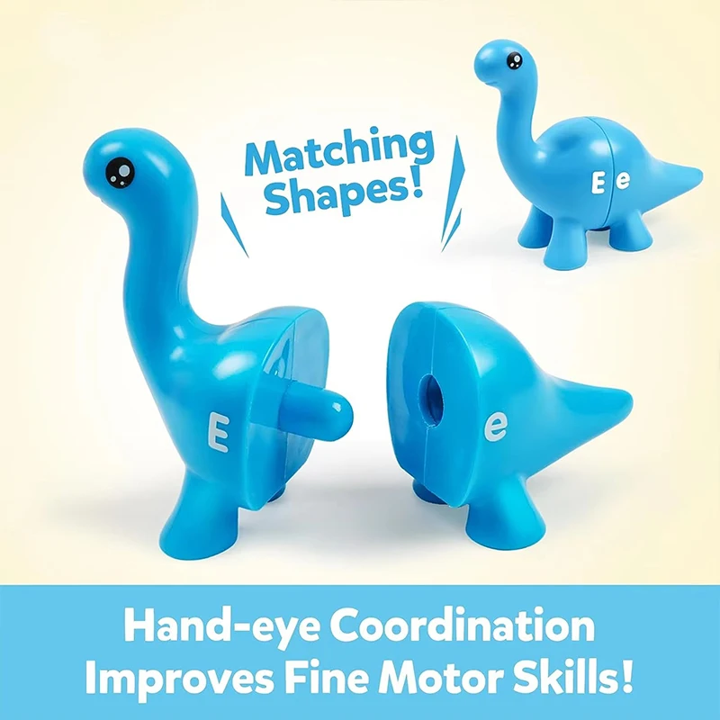 Kid Matching Letters Dinosaur Toy Toddlers Double-Sided Letters Montessori Preschool Educational Fine Motor Jigsaw Puzzle Toy 2