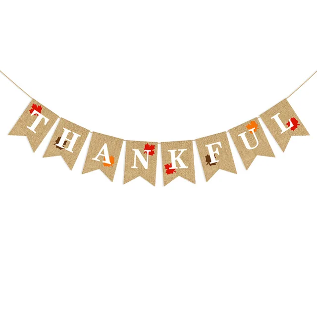 Briarwood Lane Thankful Fall Burlap String Banner Thanksgiving Le