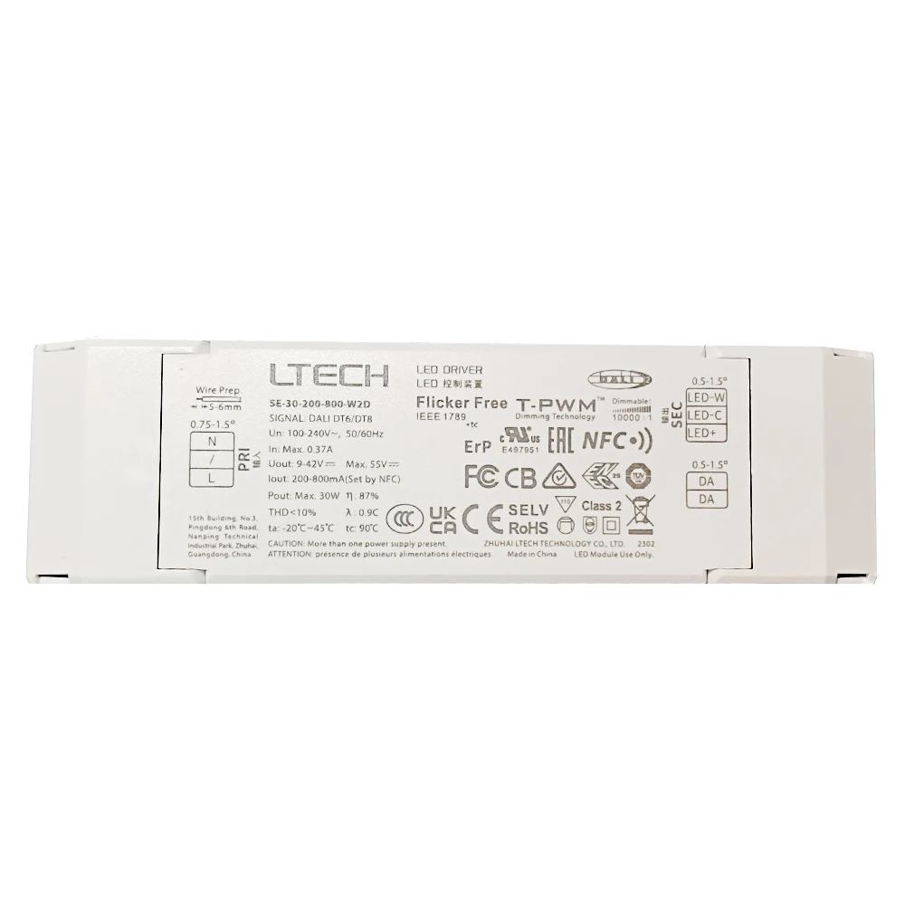 DALI-2 조정 가능한 백색 LED 드라이버, LTECH 조광 조명 변압기, 12W, 100-500mA, 20W, 100-700mA, 30W, 200m-800mA, 40W, 300mA-1050mA