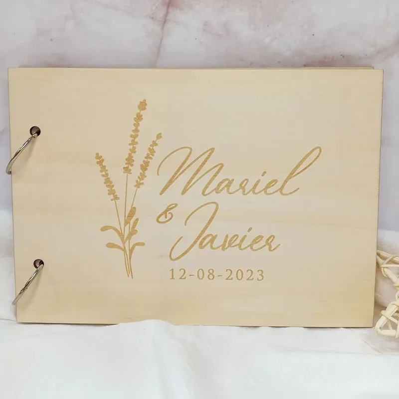 Personalized Wedding Guestbook Wooden Guest Book Engraved Rustic Wedding Album Birthday Party Deco Guest Signature Book