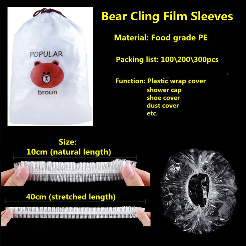 

Bear Cling Film Sleeves Disposable Food Cover Kithchen Refrigerator Fruits Vegetables Elastic Mouth Dustproof Films Plastic Wrap