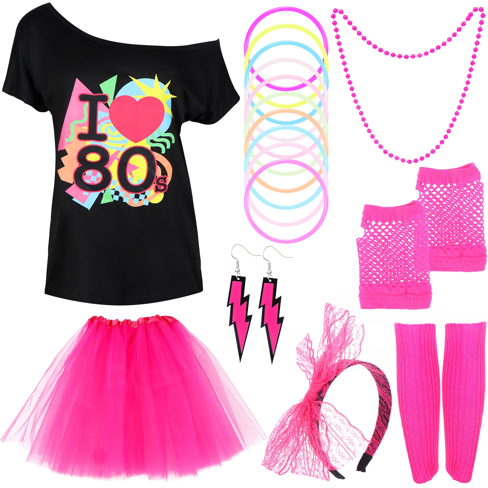 80s Costumes Retro Outfit Accessory for Women - I LOVE 80'S Shirts Tops