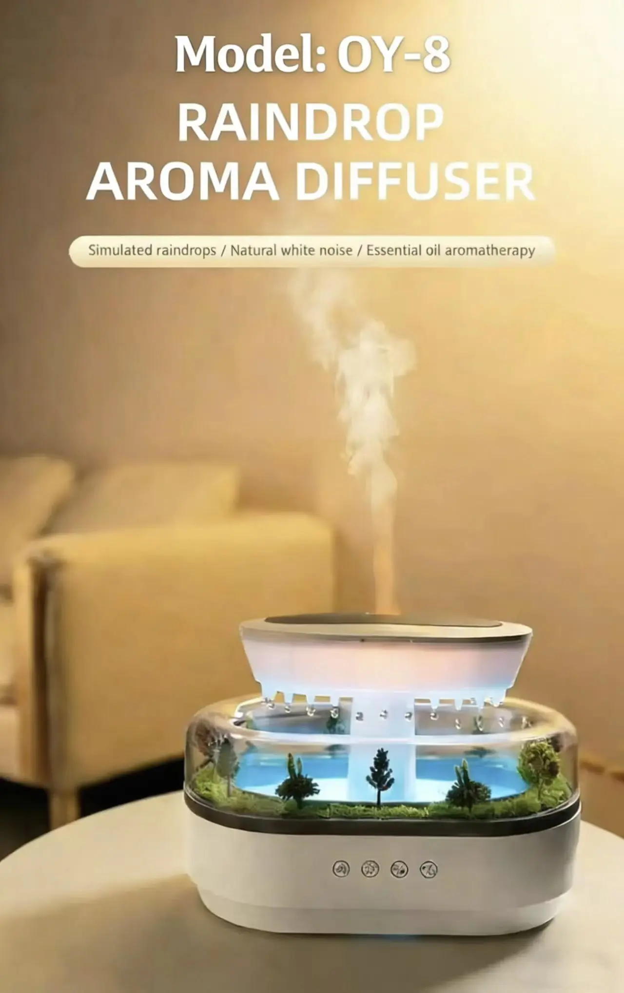 Ultrasonic Aroma Diffuser With Colourful Lights And White Noise_voghion.com
