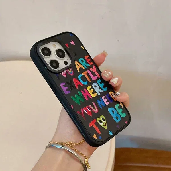 

Cartoon Letters Black Frosted Phone Case Cover for IPhone 13 14 15 Pro Max Case