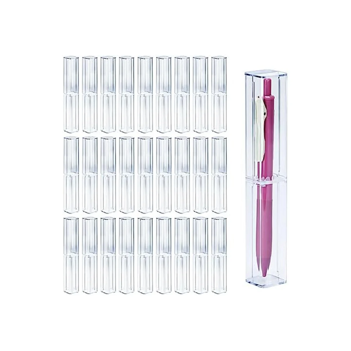 

25Pcs Clear Acrylic Pencil Case, Reusable Pen Gift Box Empty Plastic Pen Storage Container Pencil Packaging Box Set
