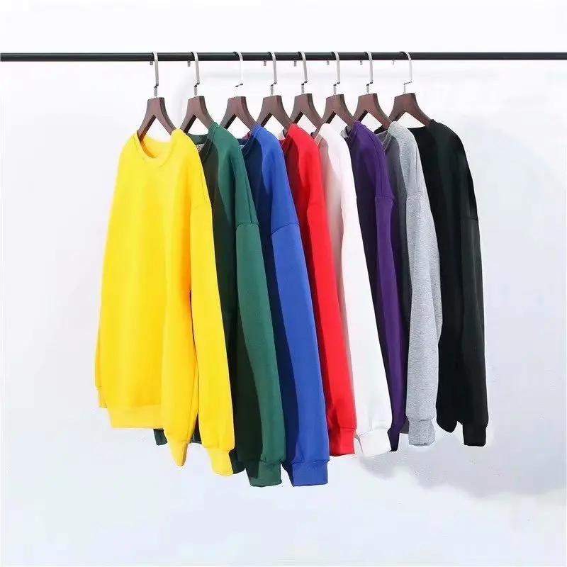 Casual Sweatshirts Men's Round Neck Pullover Solid Color Hoodless Top Loose Bottoming Shirt Fashion Men Clothes Streetwear