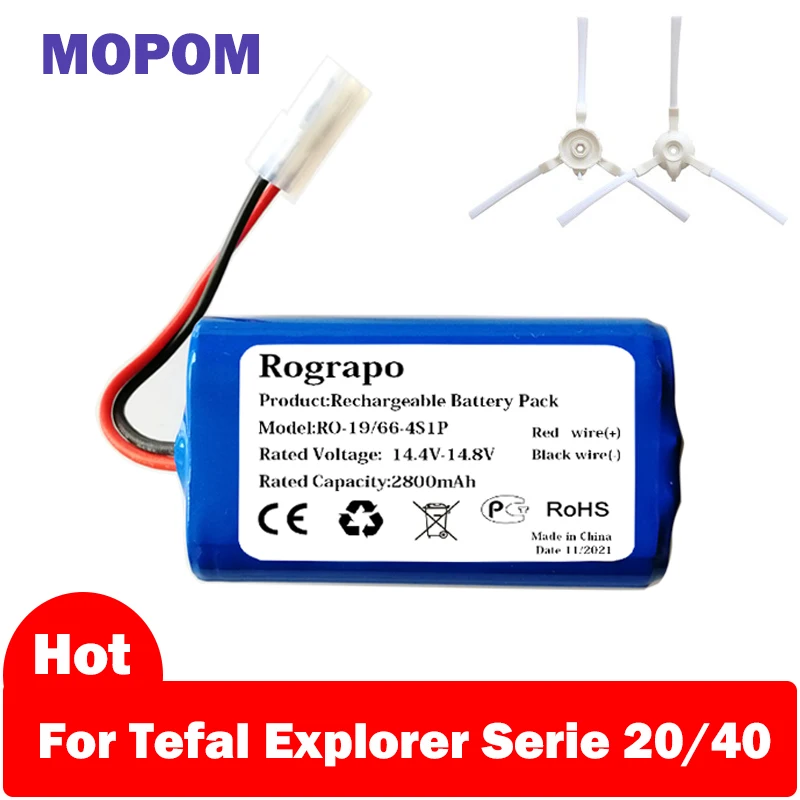 Batería De Repuesto Para Aspiradora Robot Rowenta/Tefal Explorer - 14.8V, 2800 MAh, Serie 20/40/60
