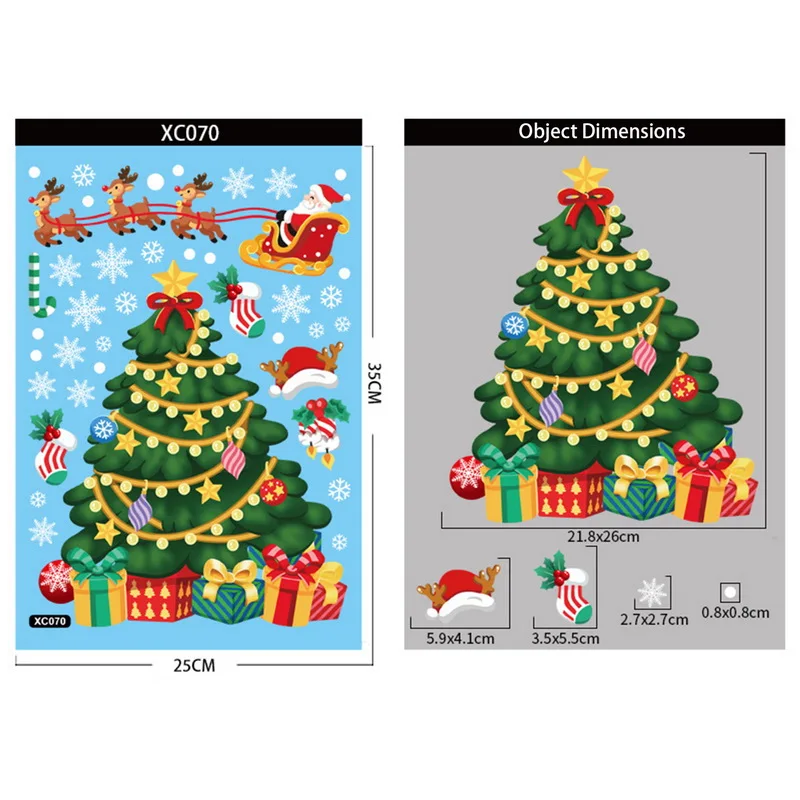 Christmas Window Stickers Merry Christmas Decorations for Home Christmas Wall Sticker Kids Room Wall Decals New Year Stickers images - 6