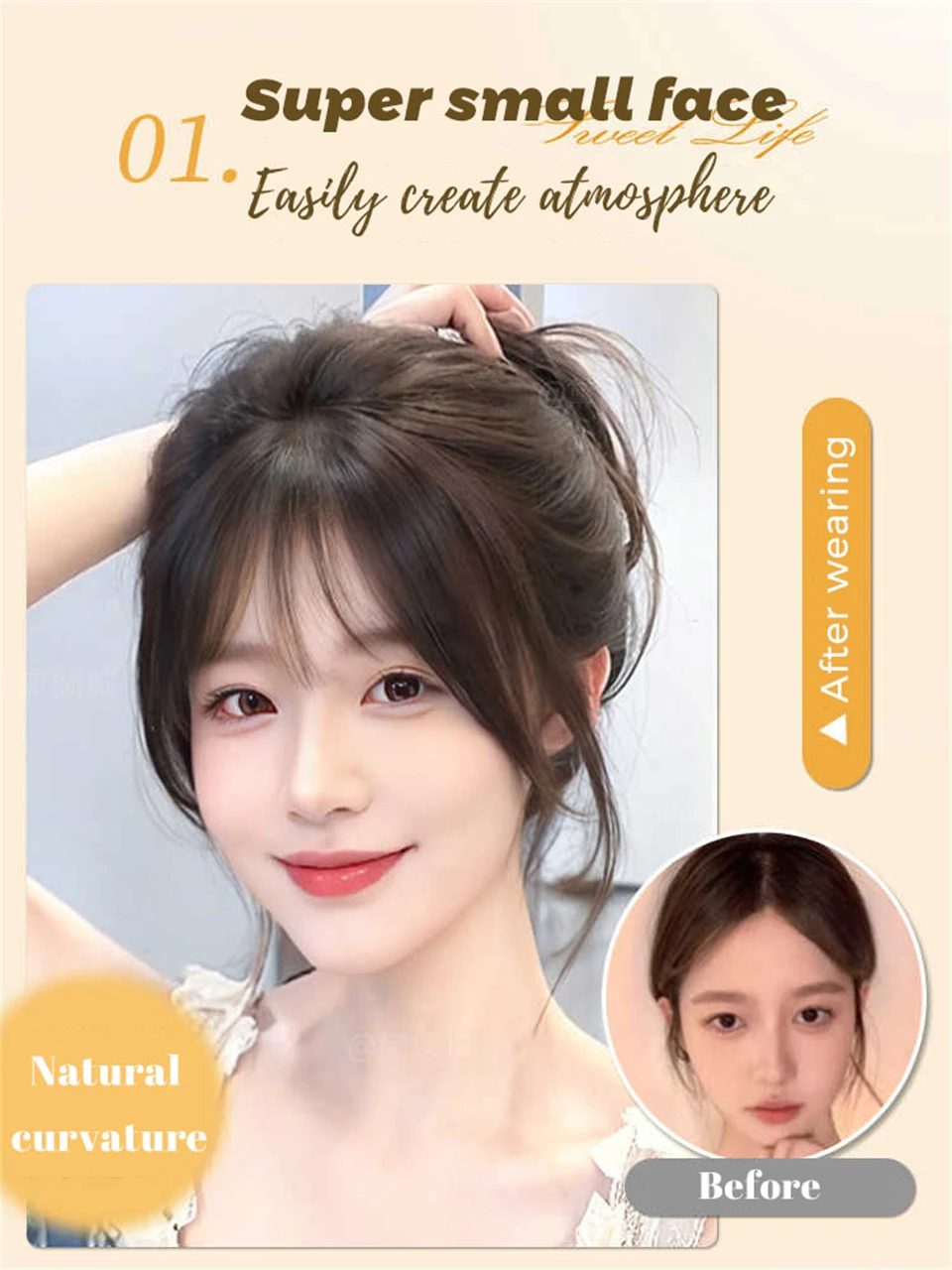 Synthetic Golden Hair Piece Extension for Women