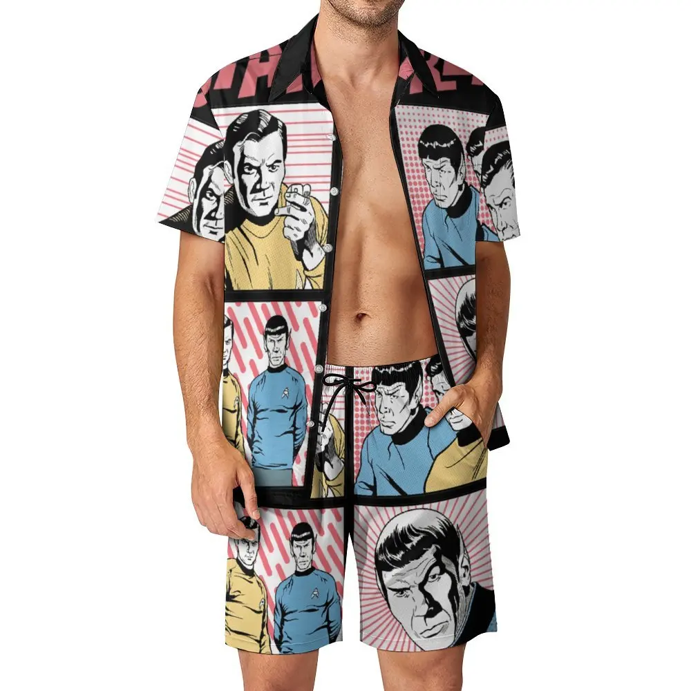 

Мужской винтажный пляжный костюм Star Trek, оригинальная серия комиксов, пляжный костюм из 2 предметов с графическим принтом, Выходное платье, европейский размер