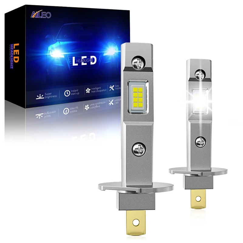 

Две фары H3 H1 Led 1: 1 Лампочка Мини - размера Дизайн беспроводного автомобиля Led 12V Свет без вентилятора CSP 7035 Чип 24000LM 6500K Белый 90 Вт