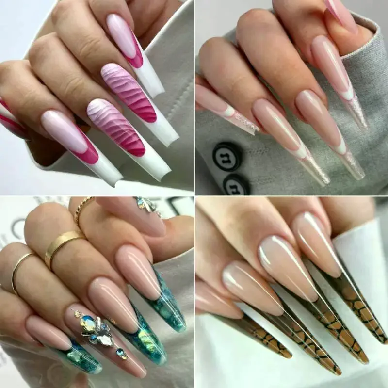 Transparent Full Cover Extension False Nail Tips - UV Gel Polish Sculpted Mold Press On Nails for Salon & DIY Manicure Tools