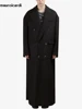 Mauroicardi Autumn Winter Extra Long Black Oversized Thick Warm Soft Wool & Blends Coat Men Double Breasted Korean Fashion 2023 2