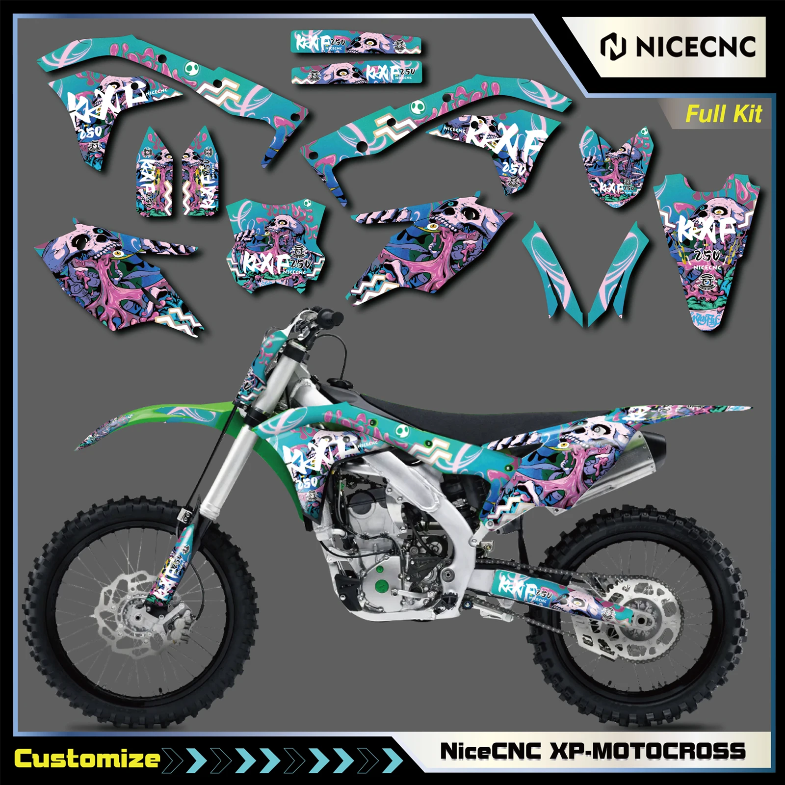 

NiceCNC For Kawasaki KX250F KXF 250 2017 2018 2019 2020 Motorcycle Graphics Background Decals Protector Sticker Customize