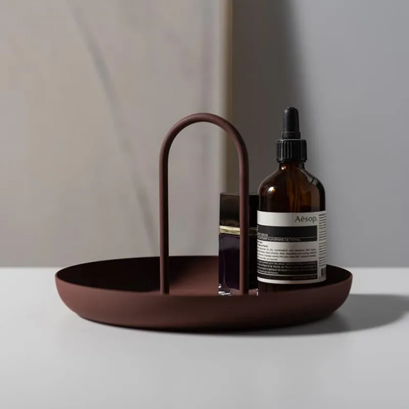 Storage Tray Kitchen Tray Jewelry Storage Tray Sofa Tray Table Plastic Nordic White Round Jewelry Tray Living Room Decoration Kitchen Table Meal Ring Trays Storage Sofa Tray With Handle Decor