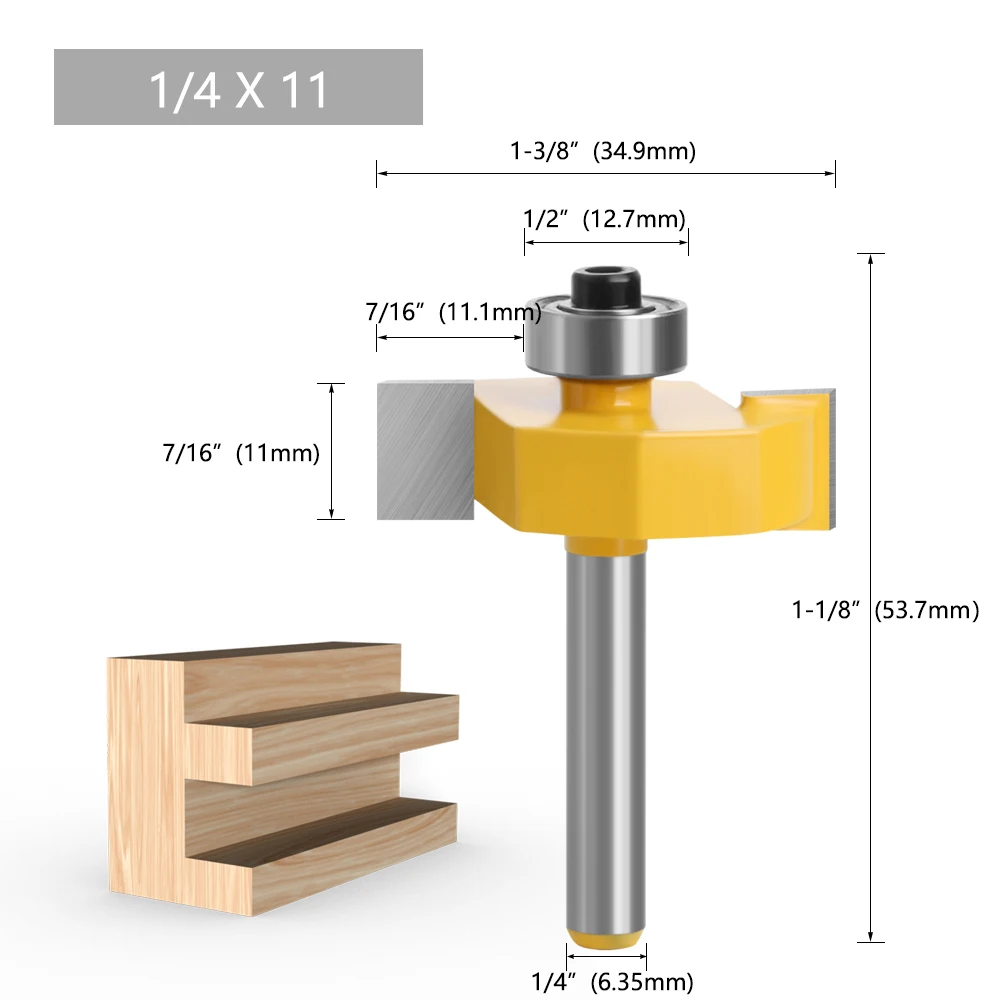 LAVIE 6mm 1/4 Zoll Schaft T-Nut-Fräser mit Lager, Holz-Nutfräser, T-Typ Fügefräser, Holzbearbeitungswerkzeuge für Holz – Detail 4