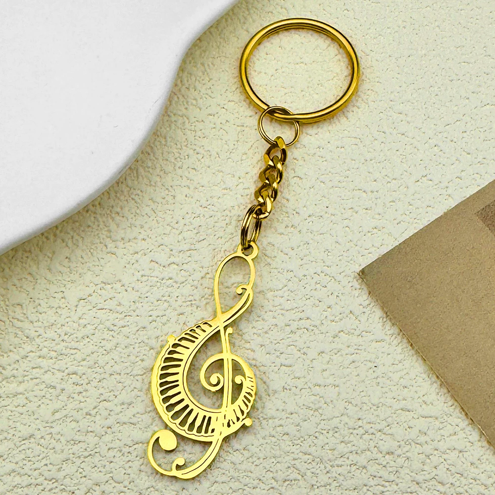 Musiknote Hohlschlüsselanhänger für Frauen Männer Klaviertasten Edelstahl Goth Schlüsselanhänger Musik Symbol Schmuck Geschenk – Detail 10