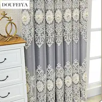 European Embroider Tulle Double Layer Luxury Curtains for Living Room Bedroom Embossed Design Blackout Villa Window Sheer Custom 2
