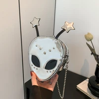 Alien Pattern Shoulder Bag PU Leather Halloween Purse for Women Chain Crossbody Messenger Bag Halloween Female Girls Chic Purse 1