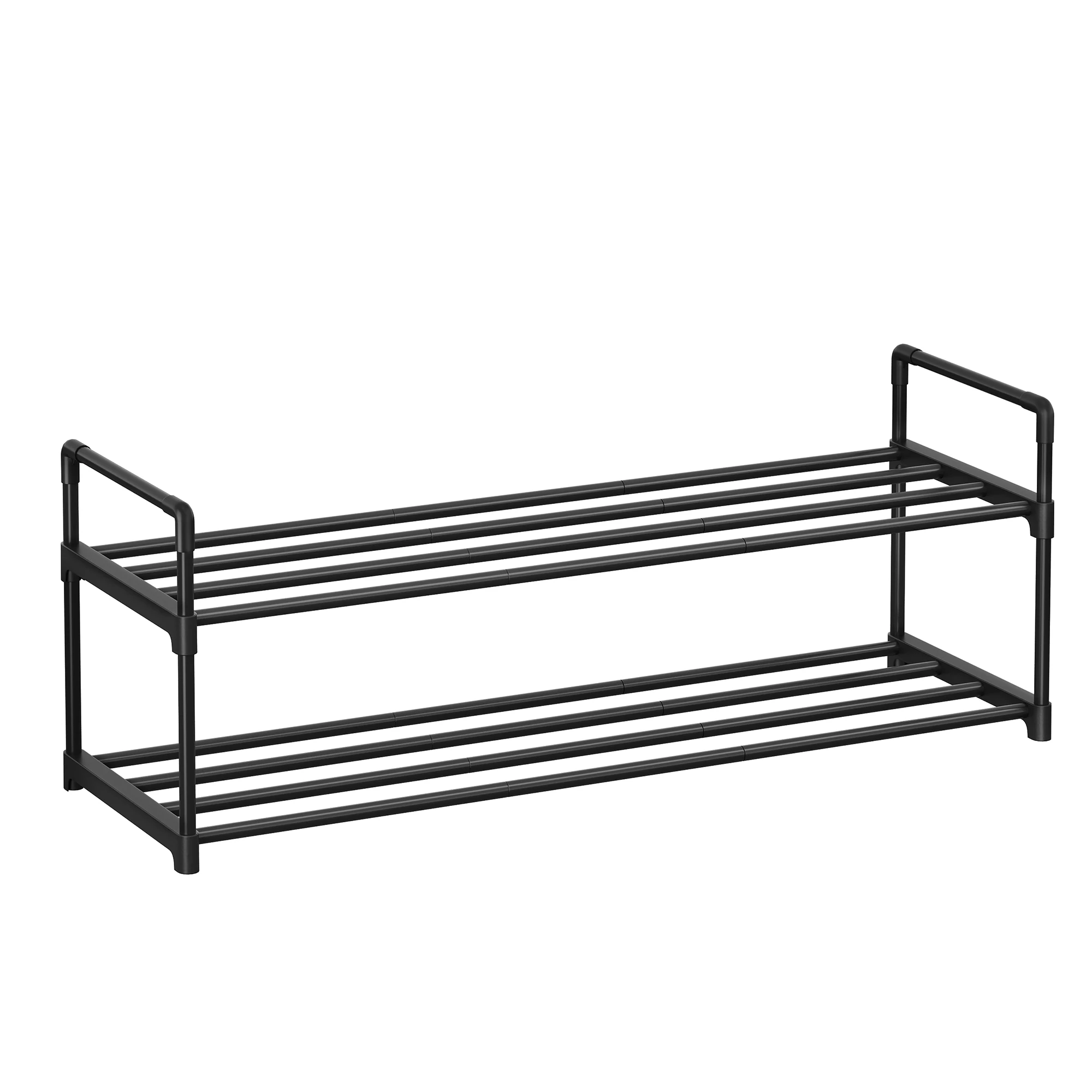 SONGMICS Étagère à Chaussures 2 Niveaux, Porte-Chaussures, en Métal, Rangement pour Chaussures, pour 8-10 Paires, Empilable, pour Entrée, Salon, Chambre, Dressing, 30 x 92 x 34 cm