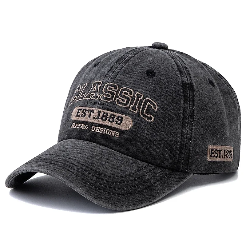 Hot Sale Retro Design Embroidery Classic 1889 Letter Baseball Cap Vintage Washed Cap Adjustable Dad Hats For Women Men