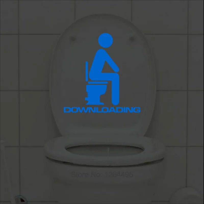 Funny Cartoon Luminous Toilet Sticker Glow in the Dark Bathroom Door Sign Sticker Washroom WC Decoration Kids Room Decor